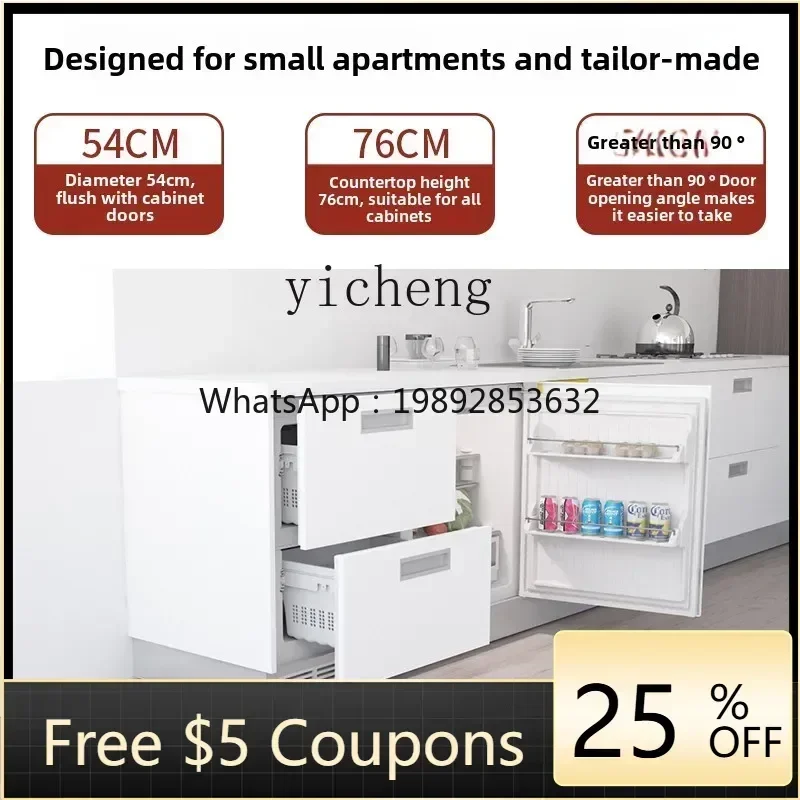 ABB volledig geïntegreerde horizontale koelkast voor huishoudelijk gebruik, met drie deuren, lage uitvoering, verborgen koelkast