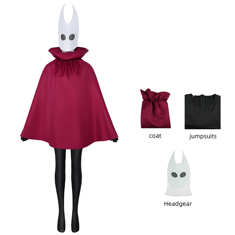 

Hot Game Hollow Knight Silksong Hornet Cosplay Costume Red Cloak For Women Halloween Party Capes Masks Stage Performance Outfits