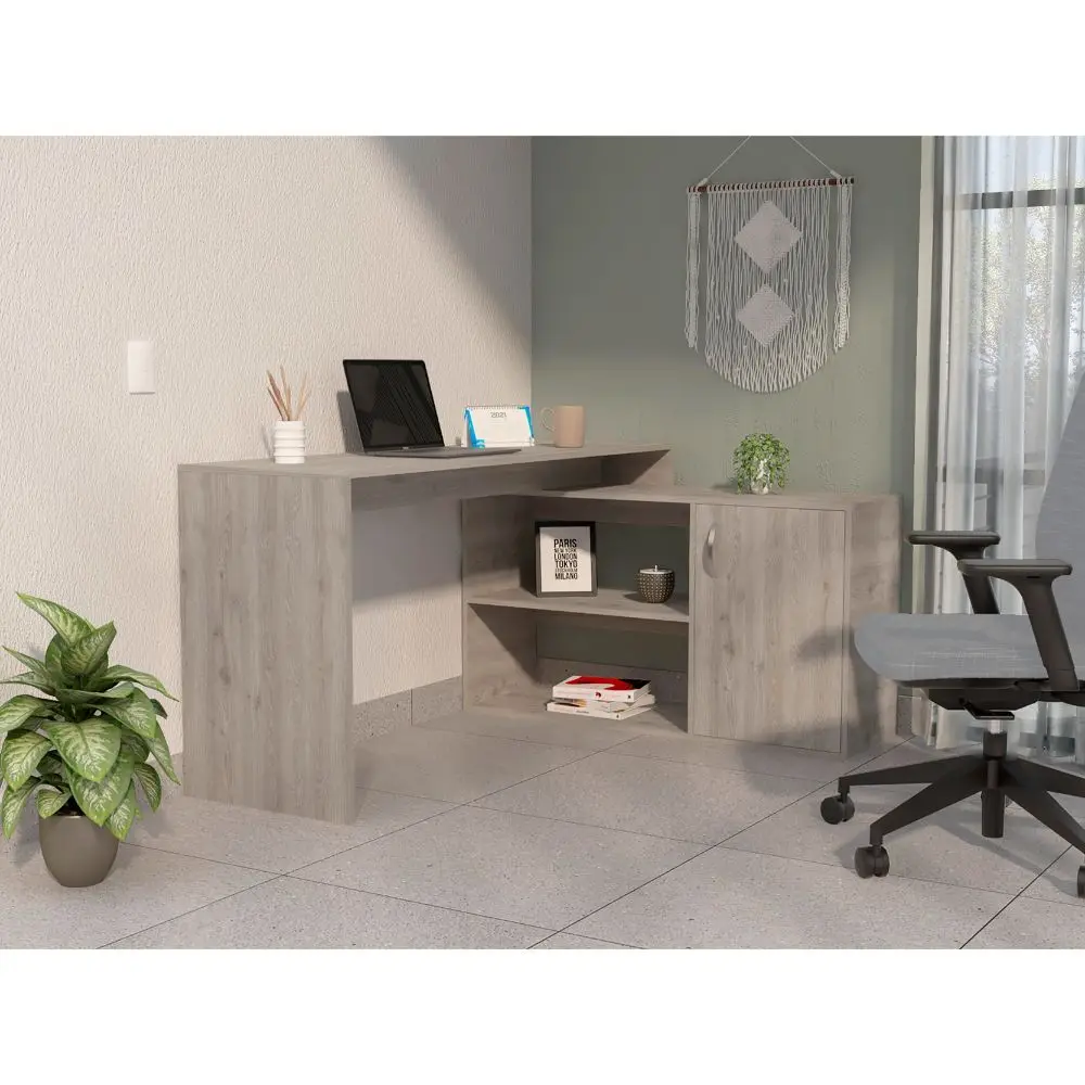 

Ridley 2-Shelf L-Shaped Writing Desk Light Gray