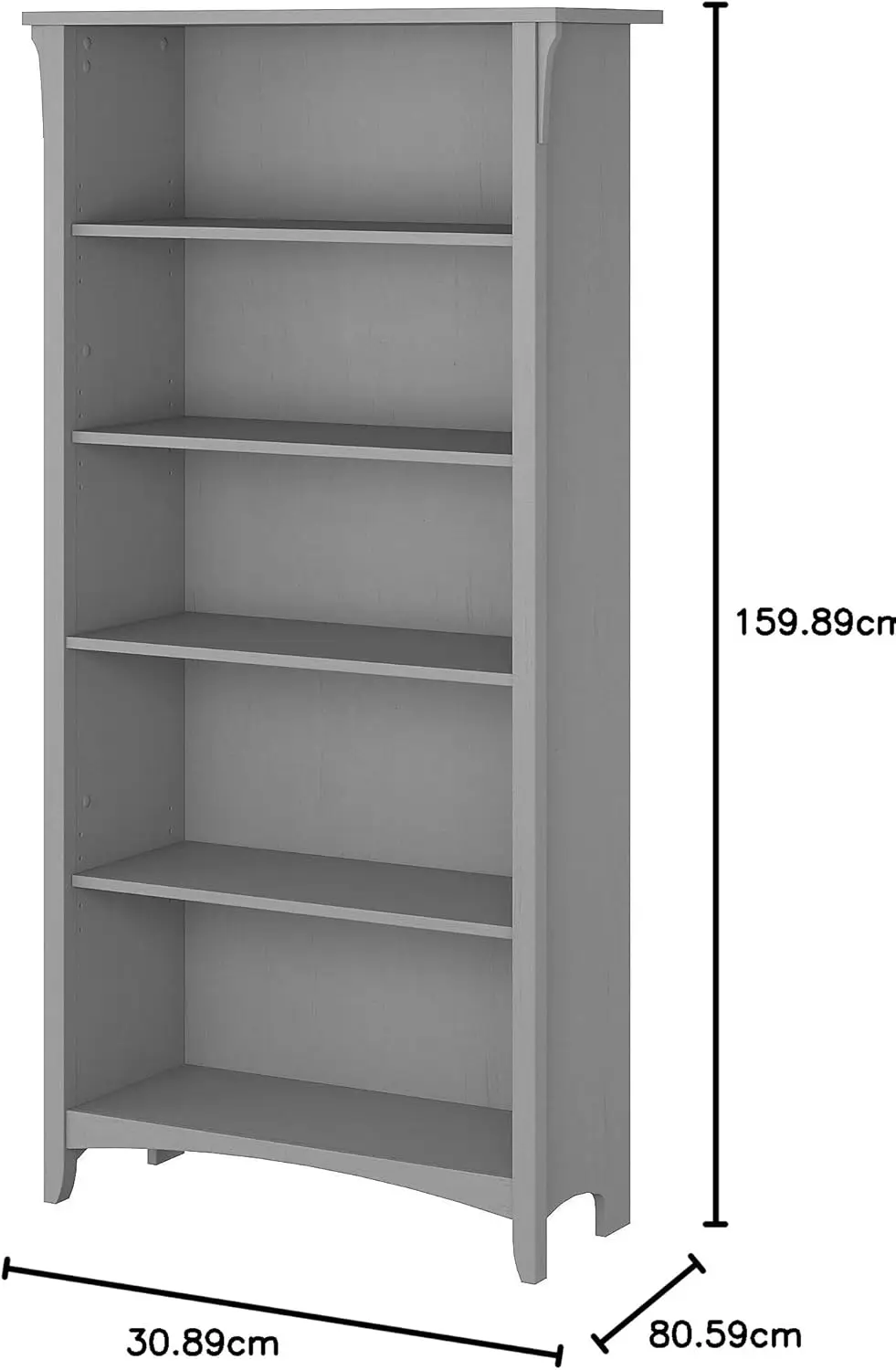 Bush Furniture Salinas Tall 5 Shelf Bookcase in Cape Cod Gray