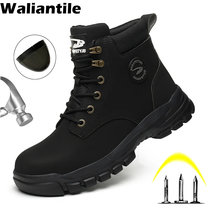 

Waliantile Men Safety Boots For Welding Construction Working Shoes Steel Toe Puncture Proof Work Boots Indestrucitble Footwear