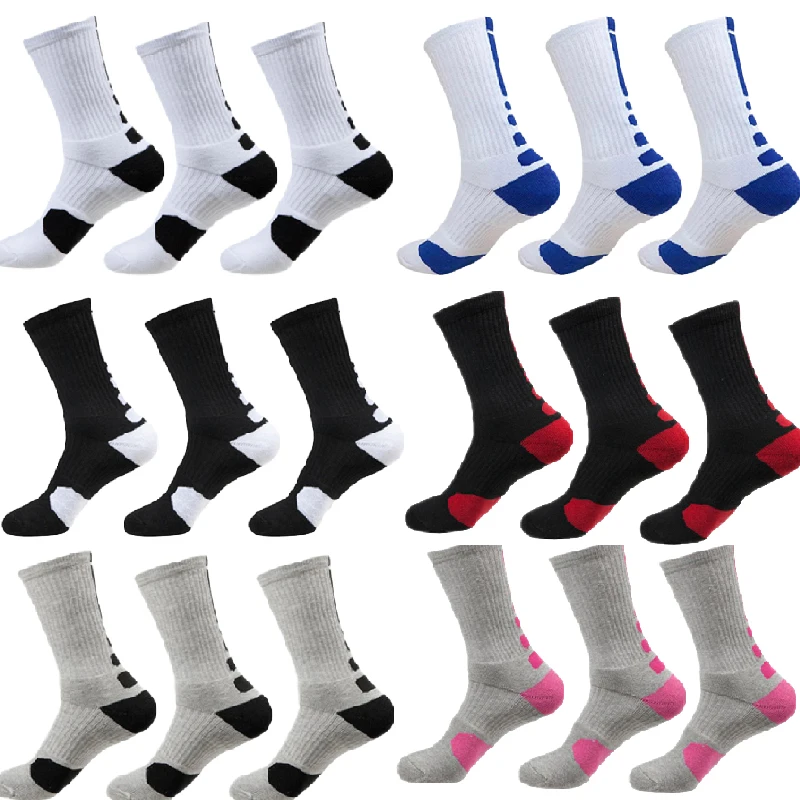 

3pairs Men Sport Cycling Basketball Socks Compression Running Man Soft Breathable Long Hiking Damping Athletic Professional Sock