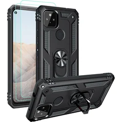 Heavy Duty Armor Rugged Stand case Shockproof Scratch-Resistant Tough cover For Google Pixel 5A 5G With 2PCS Screen Protector