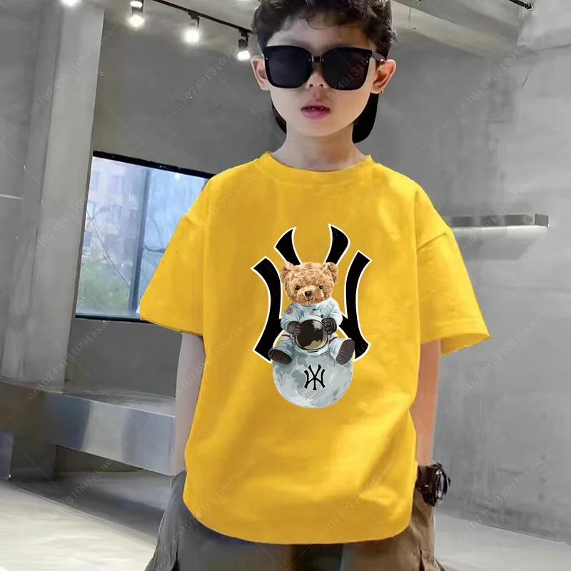 Children Cotton T-Shirt Kids Bear Graphic Cartoon T Shirt Cute Manga T-shirt Y2k Graphic Tshirt Girl Boy Girls Tops Casual Tees