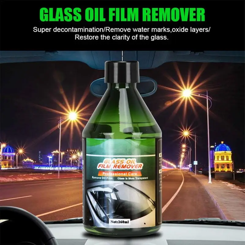 Car Windshield Oil Film Cleaner, Limpador de janelas, Anti Fog Glass Stripper, Removedor de manchas de água, Limpador de vidro do carro, 260ml