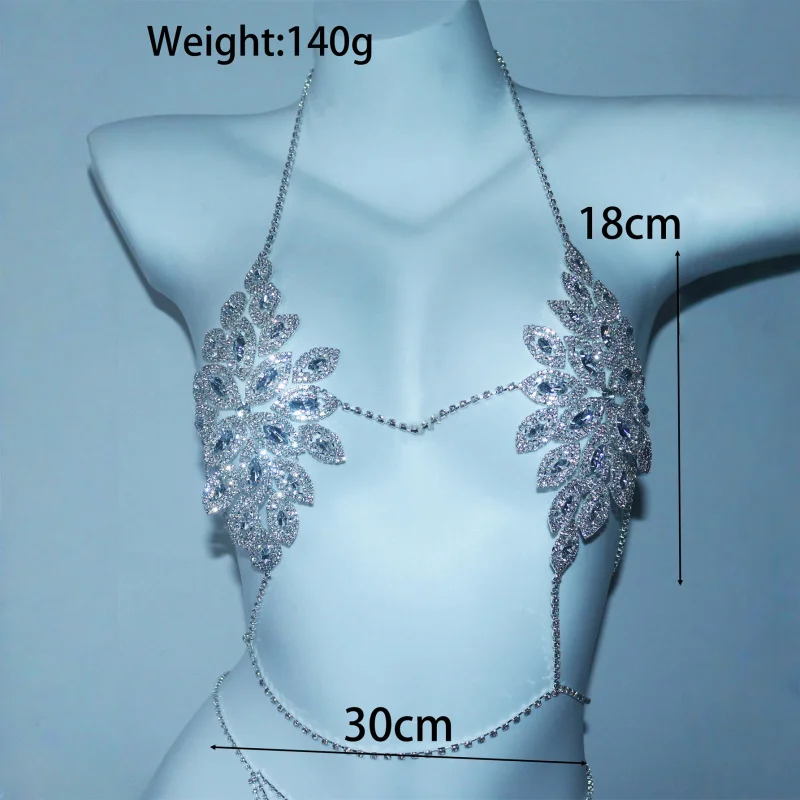Woman Body Jewelry Sexy Flower pattern Bra Chain Beach Bikini Nightclub Europe And The United States Chest Chain Thong Suit