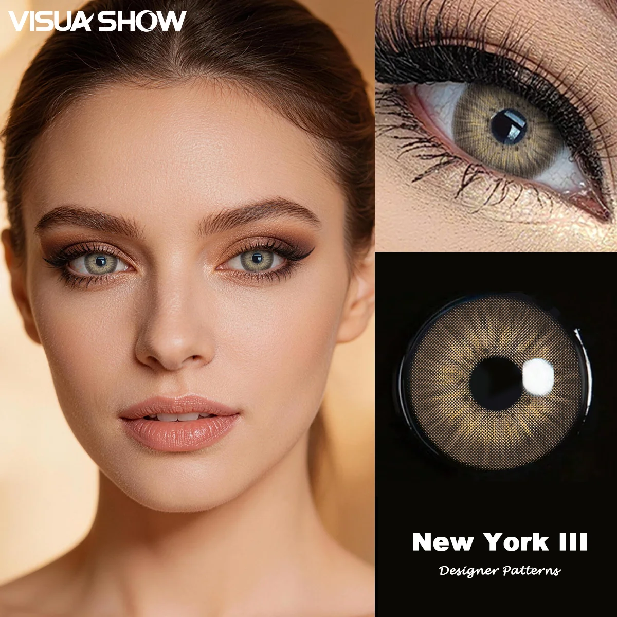 VISUASHOW Natural Colored Contact Lenses 2pcs Yearly Disposal Myopia Prescription Eye Color Contacts for Daily Makeup Cosmetics