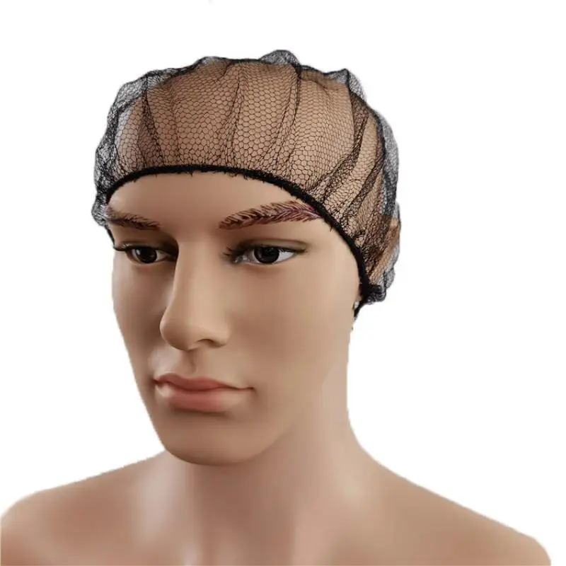 Gorro de malla de nailon desechable para cocina, gorro de malla transpirable minimalista, portátil, para Catering, higiene y trabajo, color negro, 100 unids/lote por paquete