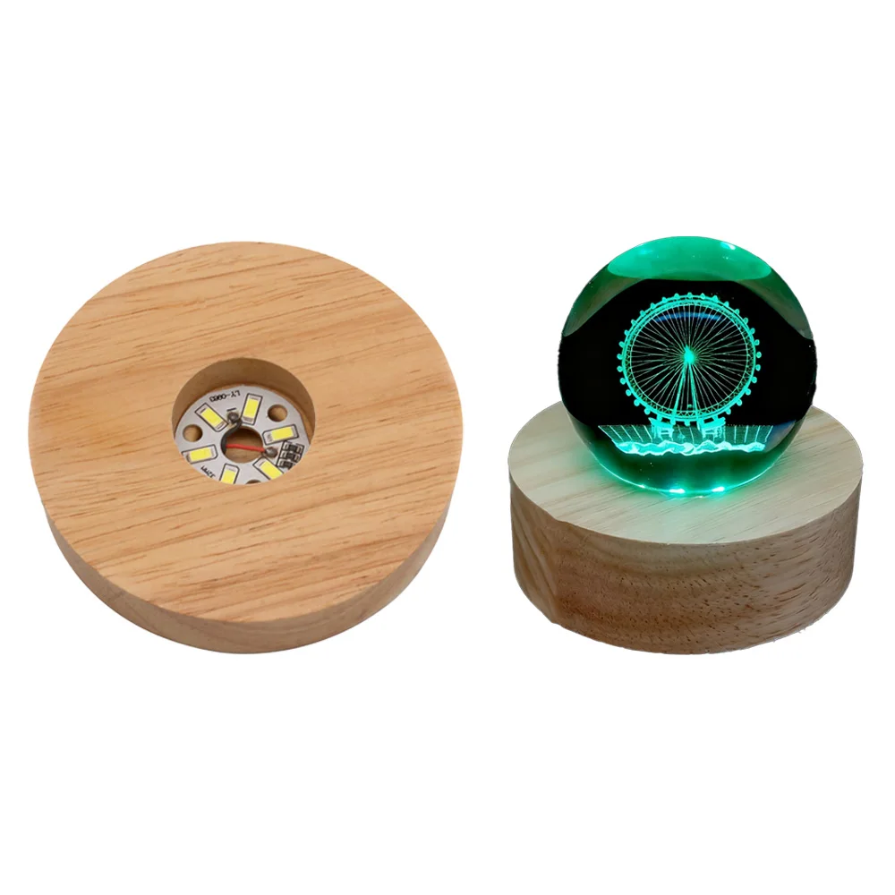 

LED Wooden Display Base Home Decor Night Lamp – USB Powered Rectangular Light Stand for Acrylic, Crystal & DIY Crafts