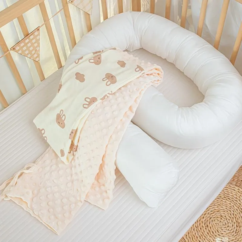 Crib Girth Pure Cotton Soft Skin Breathable Baby Sleep Bedside Anti-collision Fence Cartoon Children\'s Throw Pillow Bedding