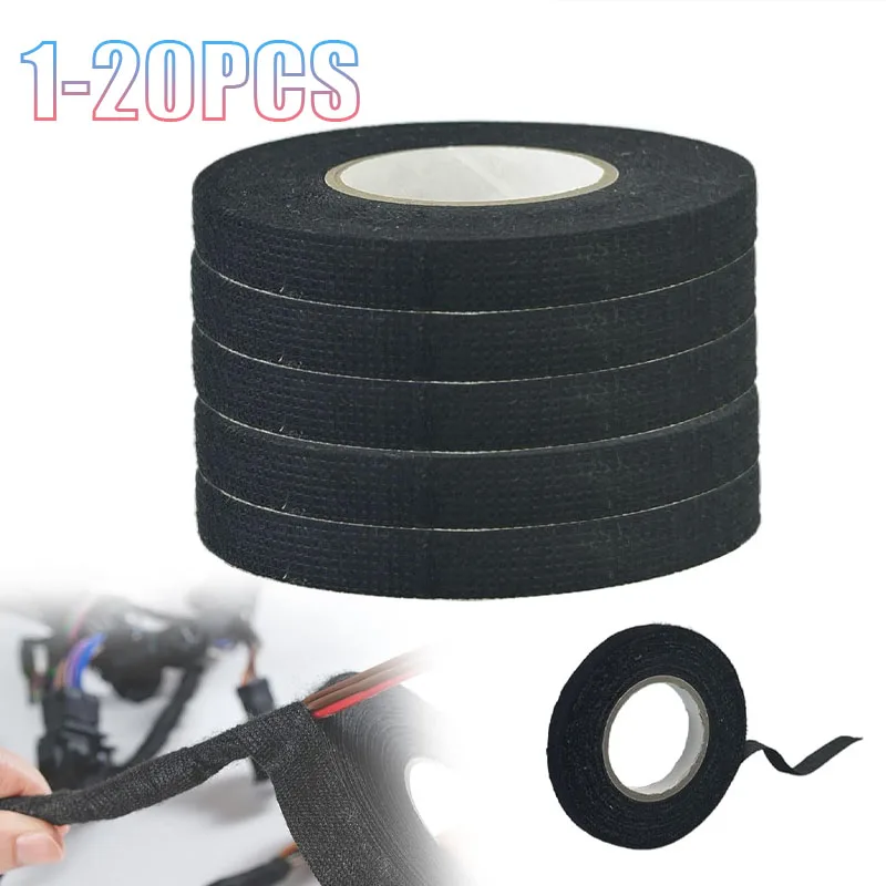 1-20PCS Automotive Wire Loom Flannel Tape High Temp Resistant Noise Reducing Fabric Wrap for Car Cable Harness Bundling