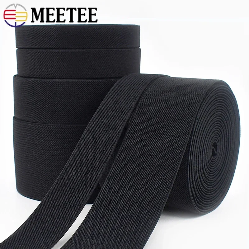 2/3/5/10M 20-70mm Black Elastic Band 1.5mm Thick Rubber Bands Underwear Pants Waist Stretch Strap Repair DIY Sewing Accessories