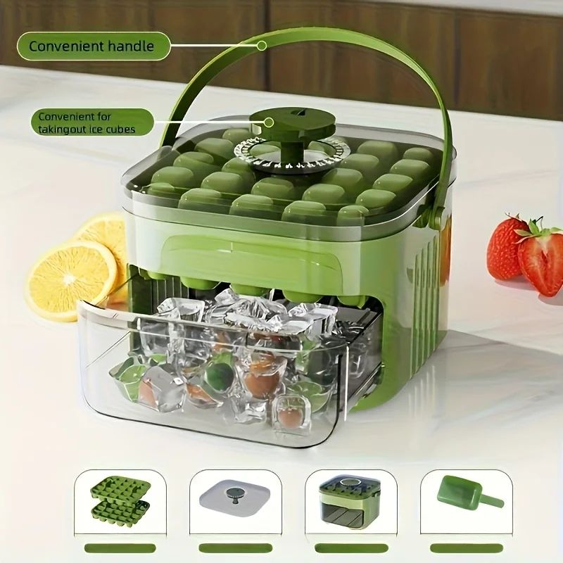 

Portable No Power Ice Cube Box Easy Press Double Layer Dual Use Ice Making Storage Fridge Space Saving Home Household Organizers