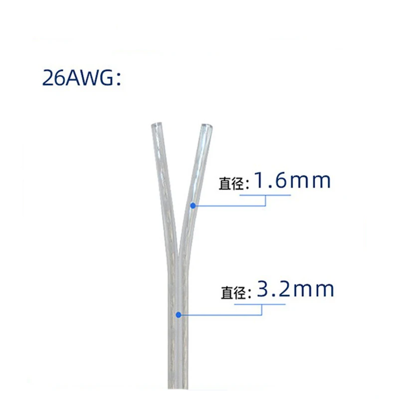 

26AWG Двойной провод 5–50 м Шнур питания Медный сердечник Электрический кабель Светодиодный порт Проводка оборудования Проводка для подключения питания