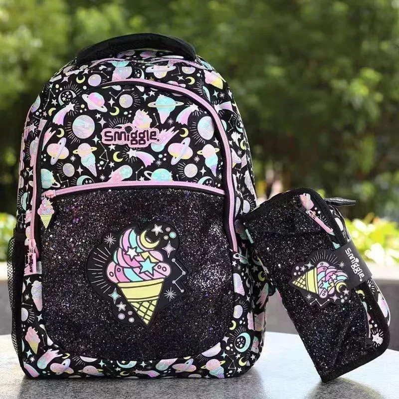 Genuine Spot Australian Smiggle Backpack, Student Diamond Ice Cream Backpack, Stationery Box, Pencil Case, Pressure Reducing Ba