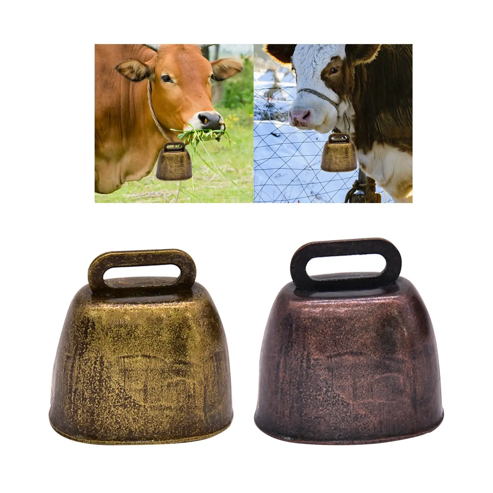 Vintage Style Grazing Bell Loud Bells Premium Cowbell Metal Cow Bell Small Ornament for Dog Sheep Horse Pets Accessories