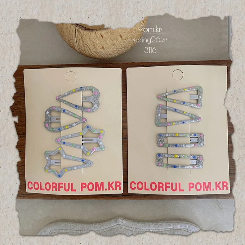 

Grey Polka Dot Snap Hair Clips Heart Star Shape Sweet Side Bangs Clips For Kids Toddler Girls Daily Cute Barrette Gift