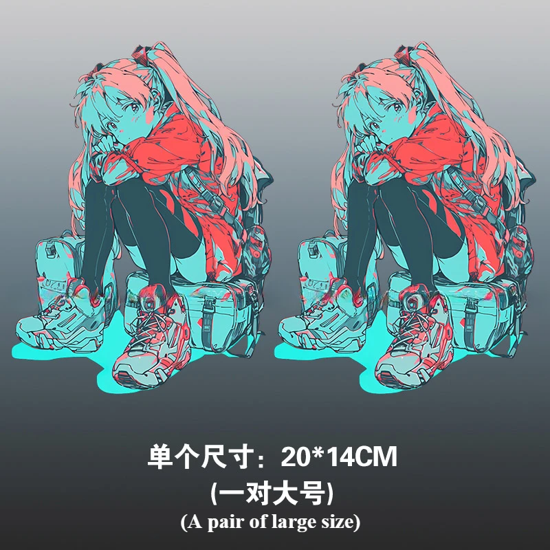 Cute Cartoon Anime EVA EVANGELION Punk Style Asuka Reflective Waterproof Sticker Body Computer Electric Vehicle Decoration