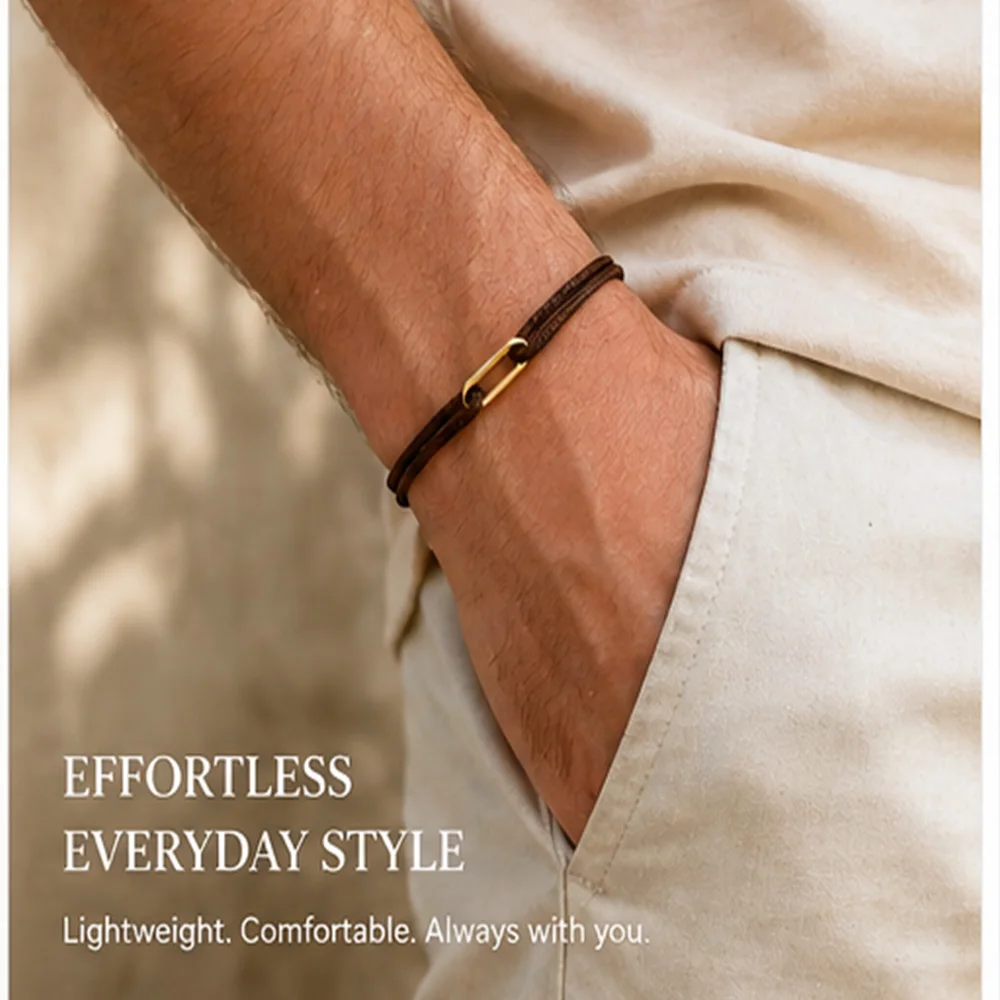 Zalman Einfaches Rundes Ovales Schnallen-Armband Geflochtenes Verstellbares DIY Buntes Seil-Armband für Damen und Herren Edelstahl-Schmuck – Detail 3