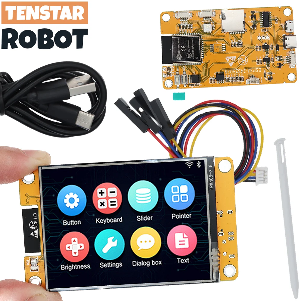 TENSTAR ROBOT-Carte de développement Wi-Fi et Bluetooth Ardu37LVGL, écran d'affichage intelligent, technologie TFT avec tactile, ESP32, 2.8 pouces, 240x320