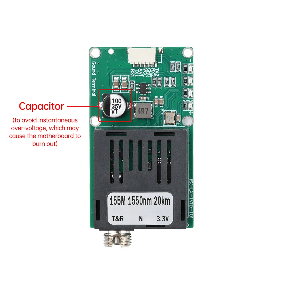 TTL Optical Transceiver Module for Drones DC 5.5-26V Fiber Optic Communication Up to 20/40/60KM Lightweight Design FPV Control