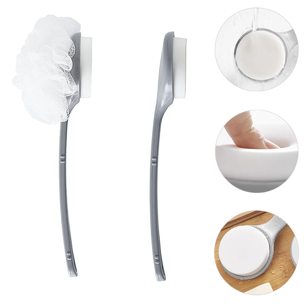 

2Pcs Long Handle Shower Brush with Sponge Body Scrubber for Deep Pore Cleaning Exfoliating Massaging Bath Brush Back Scrubber
