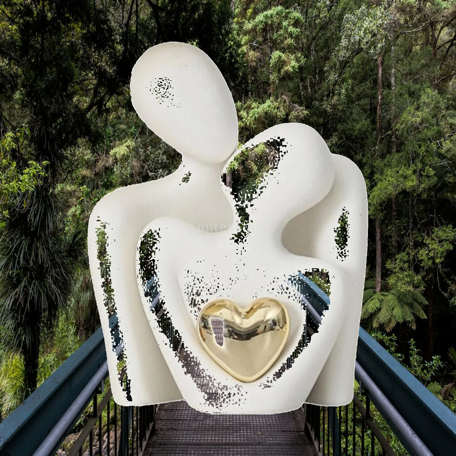 Modern Abstract Couple Statue Ceramic Decorative Sculptures and Figurines Hugging Lovers Statuette for Bedroom Anniversary Decor
