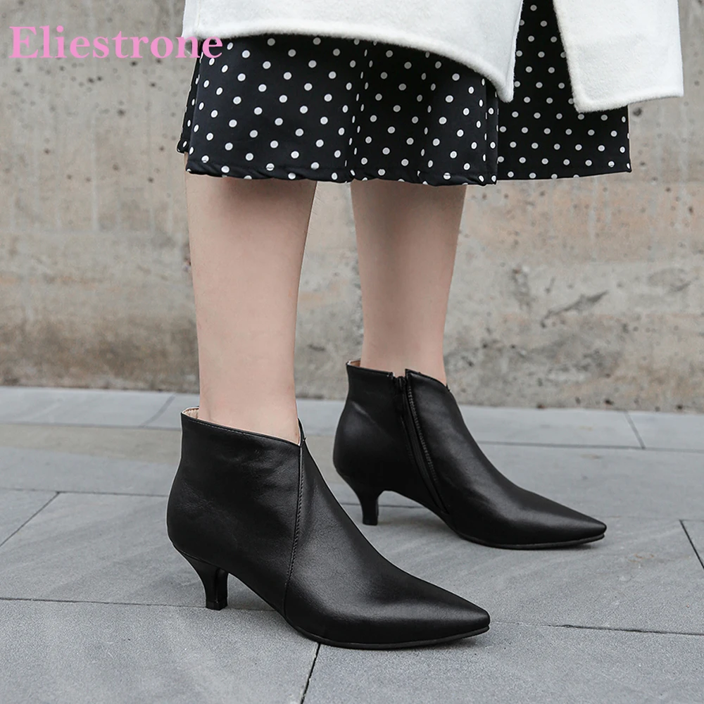 Autumn New Sweet Black Beige Women Ankle Nude Boots Sexy 2 inch Heels Lady Party Shoes Plus Big Small Size 10 30 43 45 48