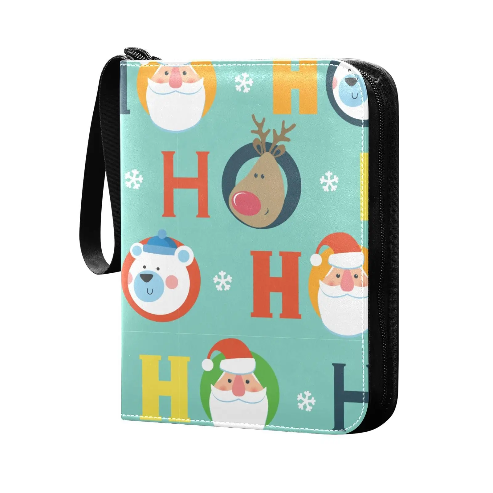 Cute Santa Claus 4 Pocket Cards Binder, 400 Double Sided Pocket Album for Sport Game Cards, Unique Card Collection Storage