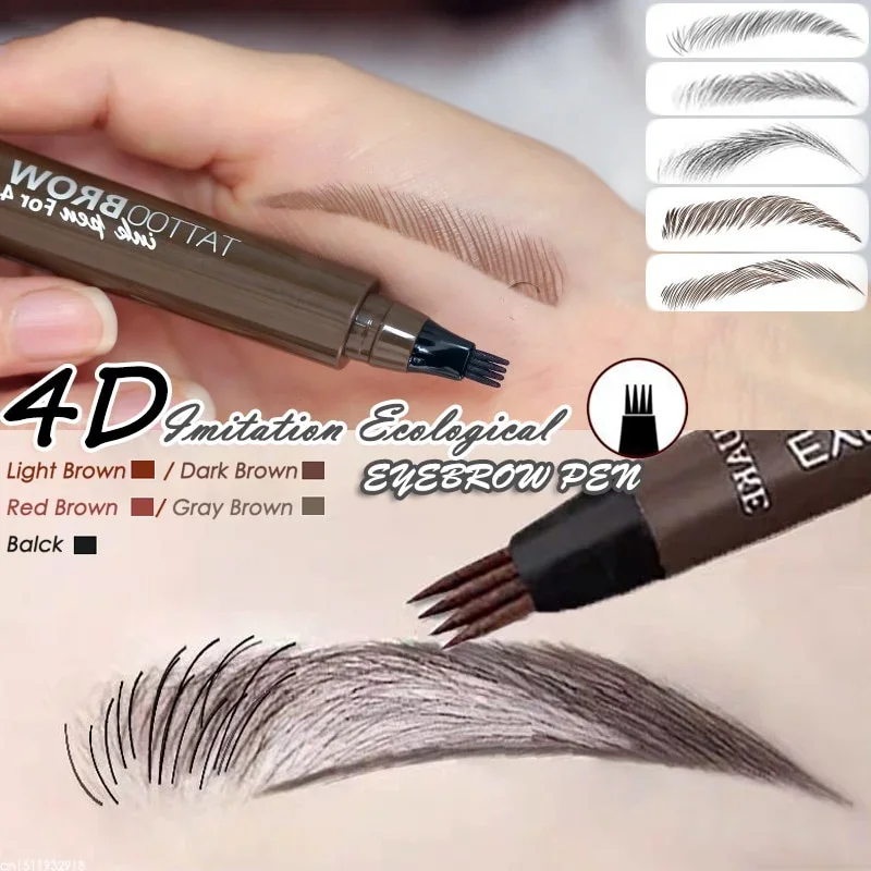 4 pontos sobrancelhas caneta sobrancelha tatuagem caneta à prova dwaterproof água líquido preguiçoso 4d olho sobrancelha lápis delineador líquido sobrancelha lápis maquiagem
