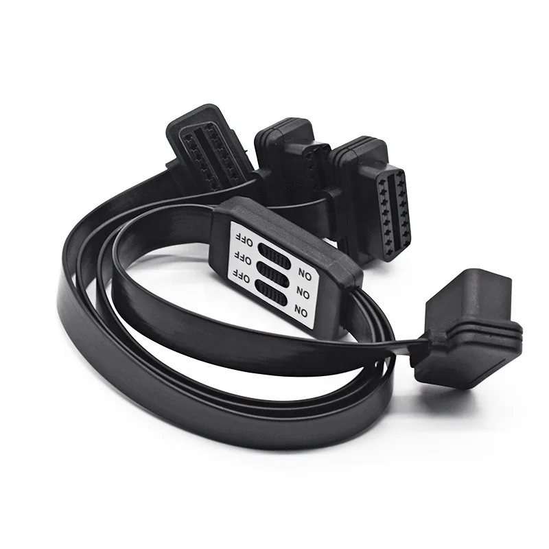 

OBD OBD2 16-контактный гнездовой удлинительный открытый кабель с переключателем Разъем диагностического интерфейса 1 в 3 Y Разветвитель Конвертер Мужской адаптер