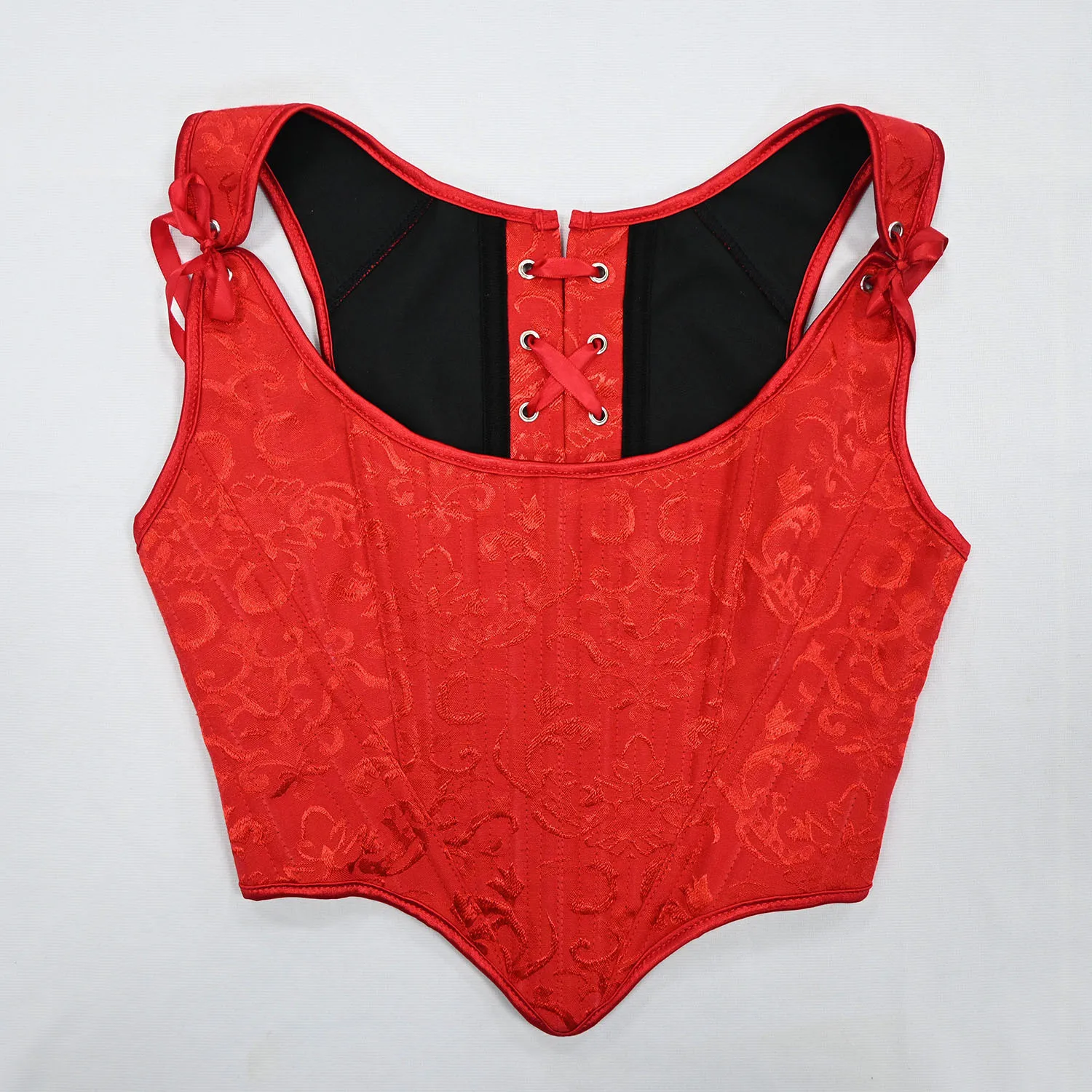 

Женский винтажный жаккардовый корсет с завязками на шнуровке сзади, корректирующее белье, топ, тренажер для талии, жилет для похудения