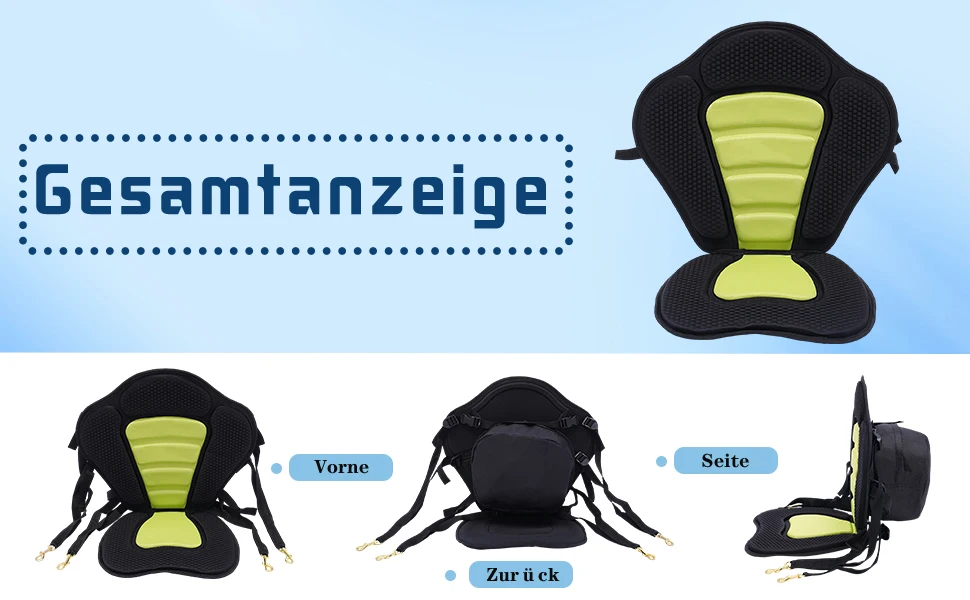 Padded Deluxe Kayak Seat Detachable Backpack Bag Back Canoe Backrest Adjustable