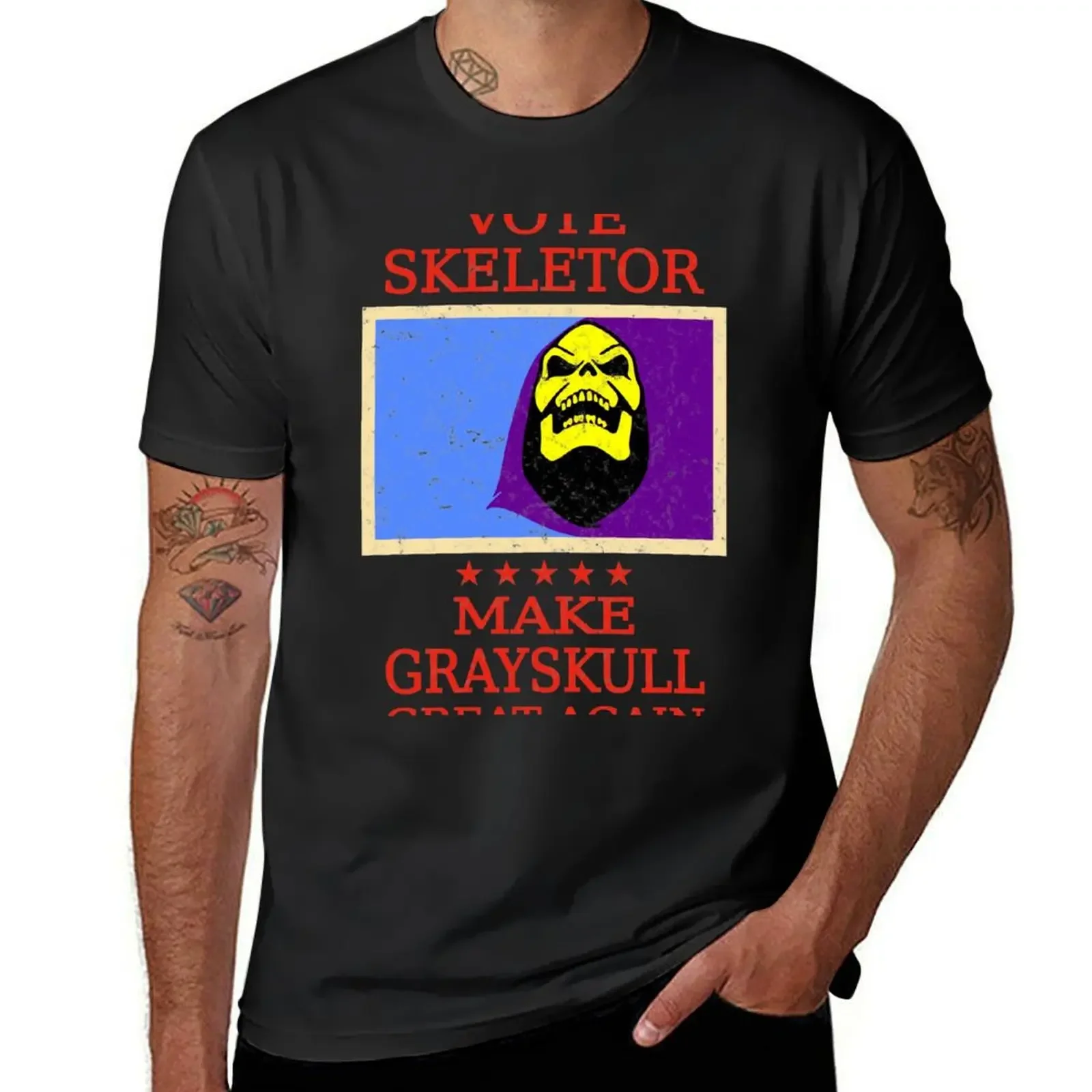 Vote Skeletor T-Shirt plus size tops blue archive anime clothes man t shirt men t shirt