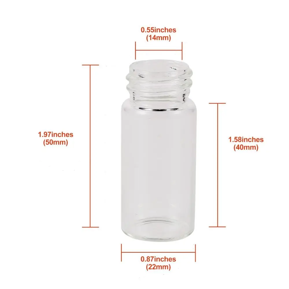 1/12Pcs Practical Small 10ml Sample Vials Transparent Empty Jars Sealed Glass Bottles Liquids, Powder, Seeds