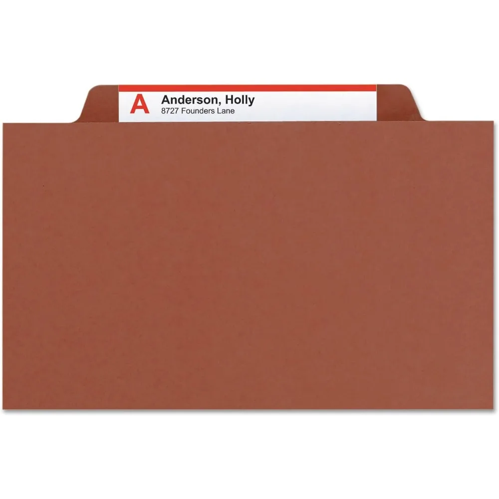 Legal Size Red Pressboard File Folder with Fasteners, 1 Divider, 2" Expansion, 10 per Box
