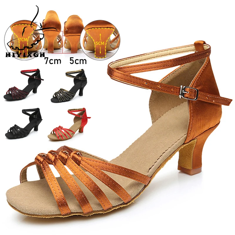 

Женские атласные туфли на среднем высоком каблуке 5 см 7 см для девочек, черные, красные, белые, атласные туфли для танго/самбы/бальных танцев/сальсы для женщин