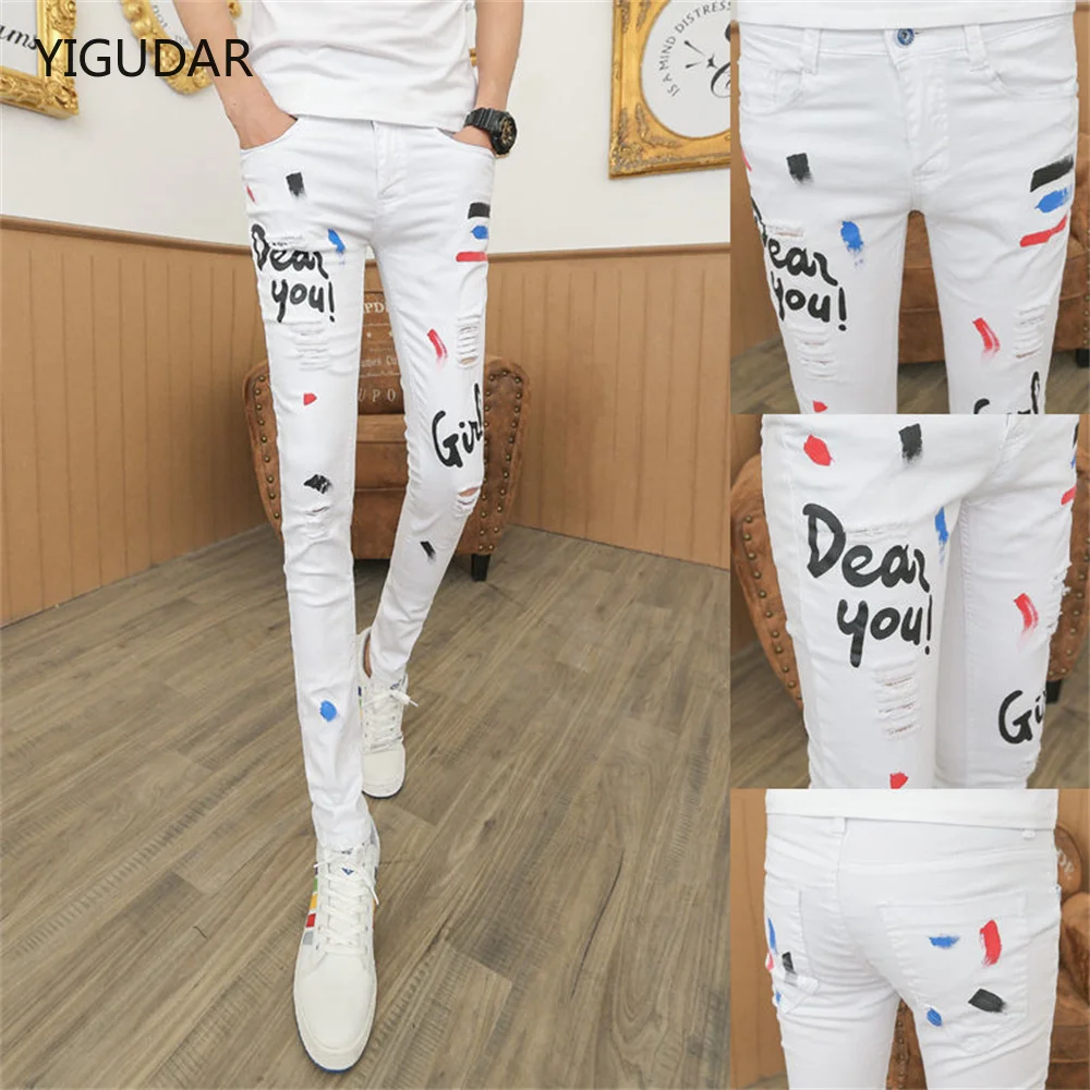 

Mens Colored Jeans Stretch Skinny Jeans Men Fashion Casual Slim Fit Denim Trousers Male Green Black Khaki White Pants Male Brand