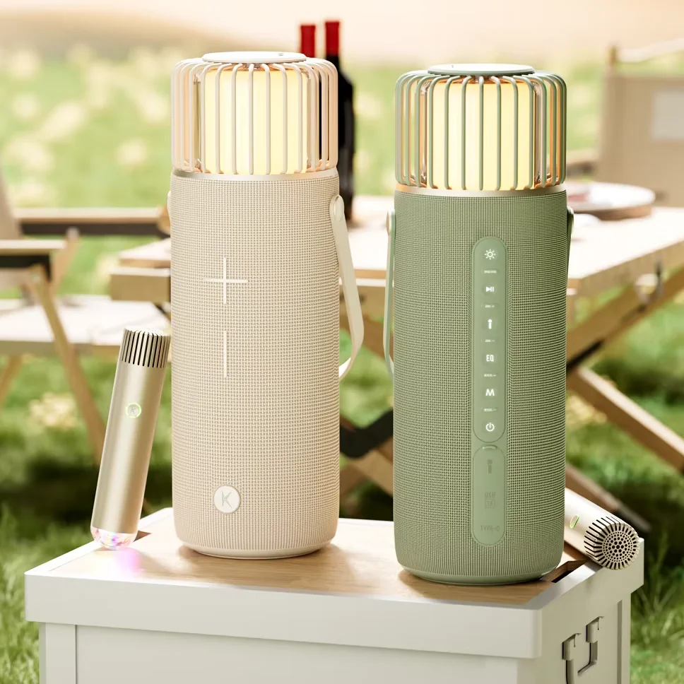 

New Product Ideas 2025 Outdoor Indoor Luxury Karaoke Wireless Speaker with Built-in Mic and Charging Power Bank