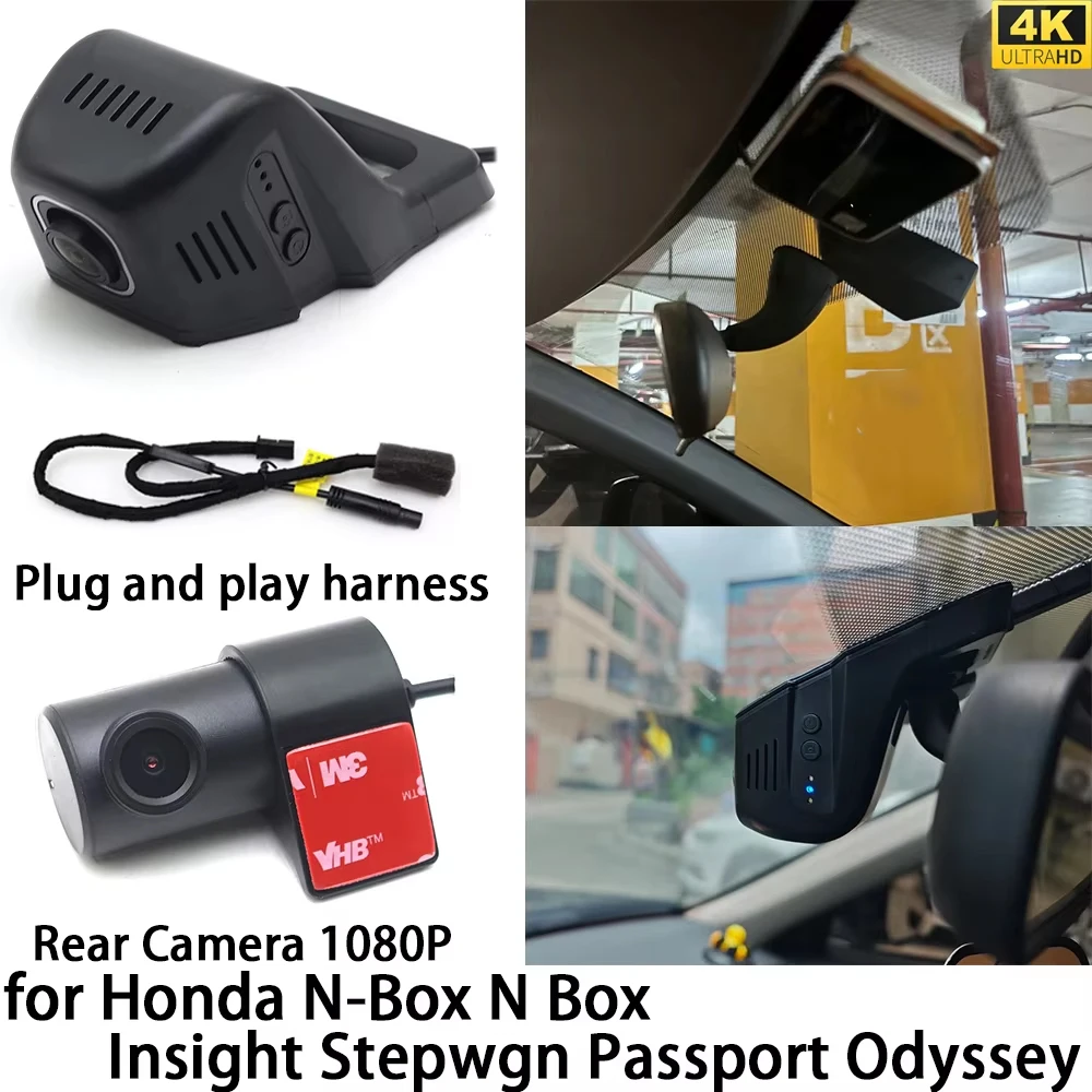 for Honda N-Box N Box Insight Stepwgn Passport Odyssey 4K DVR Dash Cam OEM Front Rear Camera Video Recorder Wifi 2160P Loop