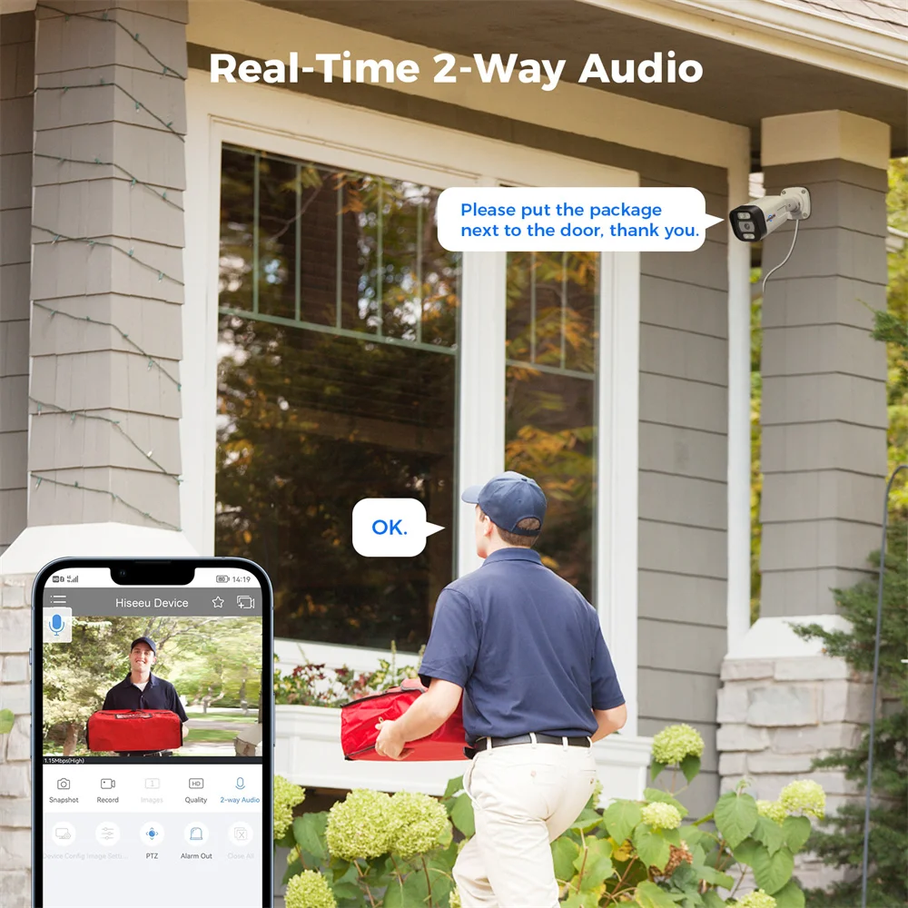 Hiseeu PK-4YHB785 5MP WiFi IP كاميرا الحرس المشاهد نظام الأمن الاتحاد الأوروبي التوصيل كشف المركبات البشرية 2-Way الصوت للرؤية الليلية IP67 #4