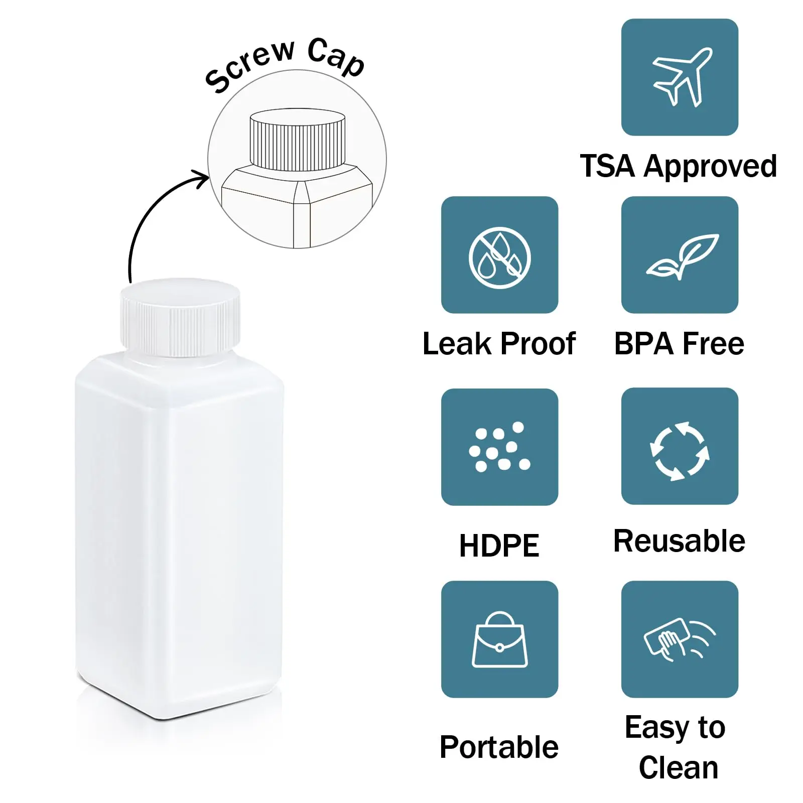 10Pcs 100ML Leak Proof Plastic Bottles with Caps for Liquids Sample, Reusable Small Bottles Containers for Travel/Camping/Hiking