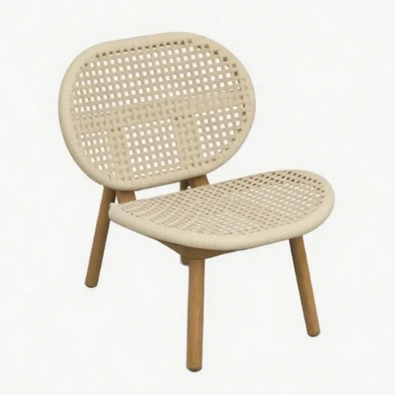 Nordic solid wood rattan chair, backrest leisure chair rattan French chair