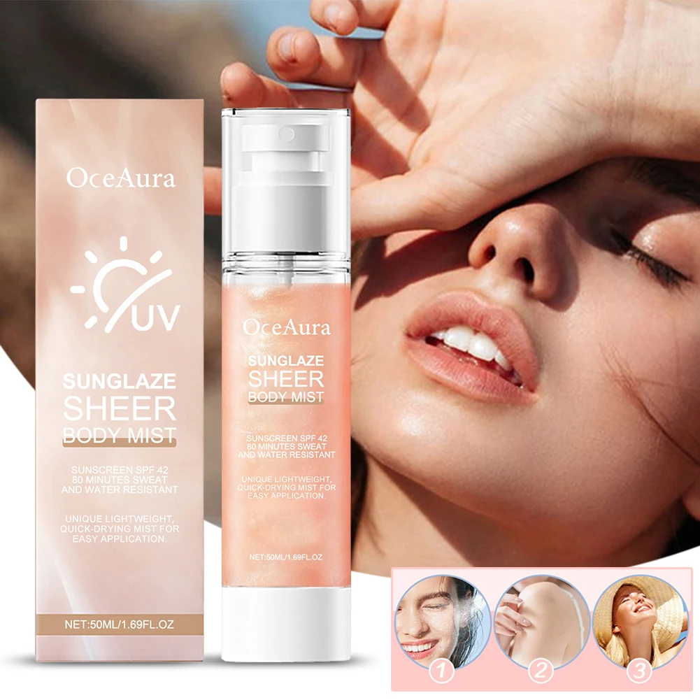 

50ml SPF42 Shimmer-Sunscreen Nourishes Skin UV Defense Sun Block Cream Moisturizing Sun Cream Sun Shielding Body-Glow For Body