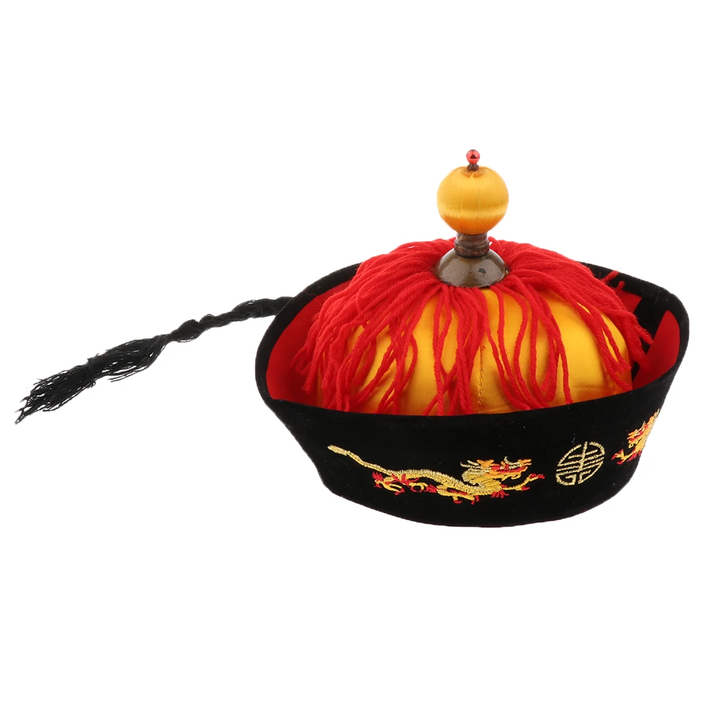 

China Dragon Long Ponytail Hat Men Chinaman Cosplay Tang