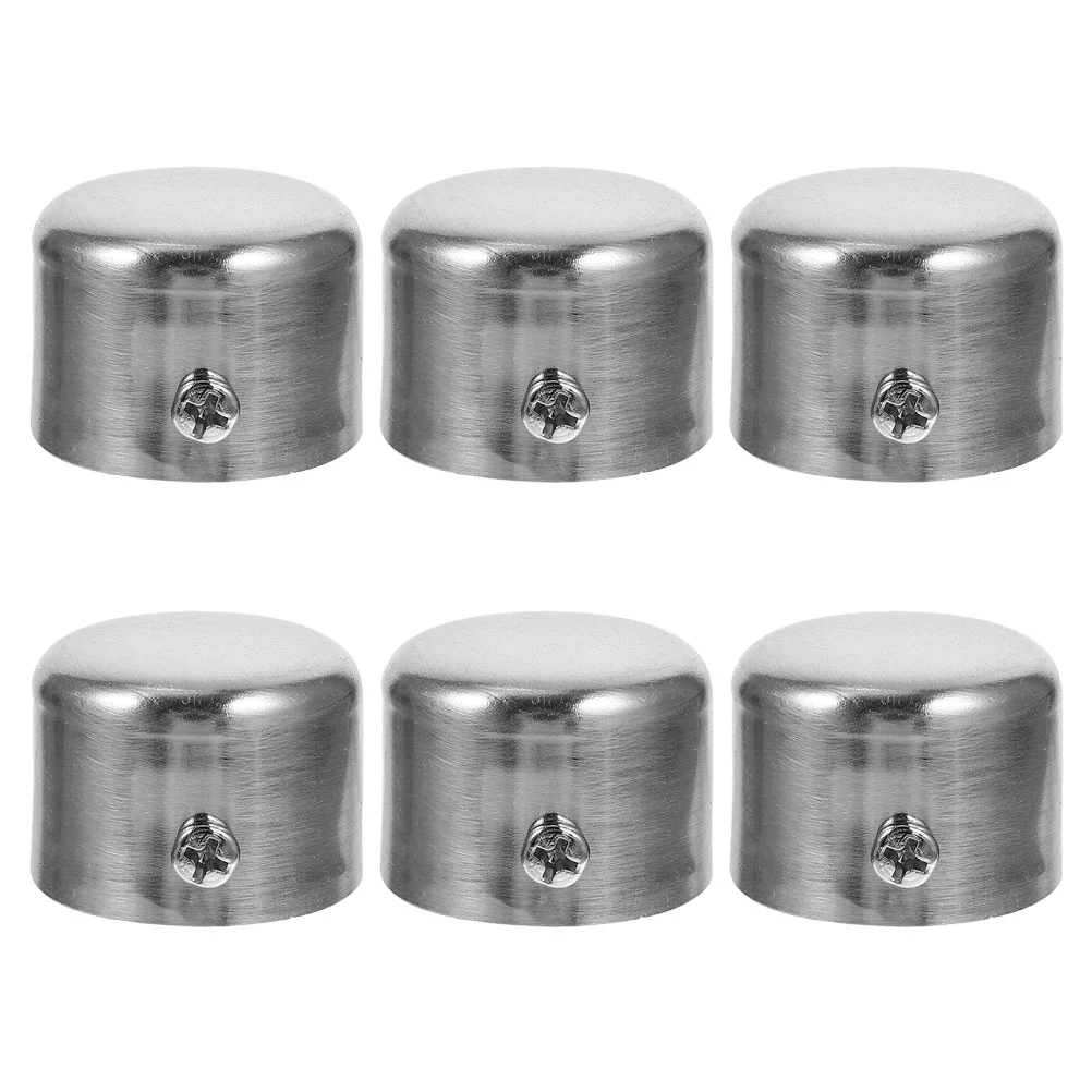 

6 Pcs Curtain Rod Pole Finials Black Window Accessories Decor Metal End Caps