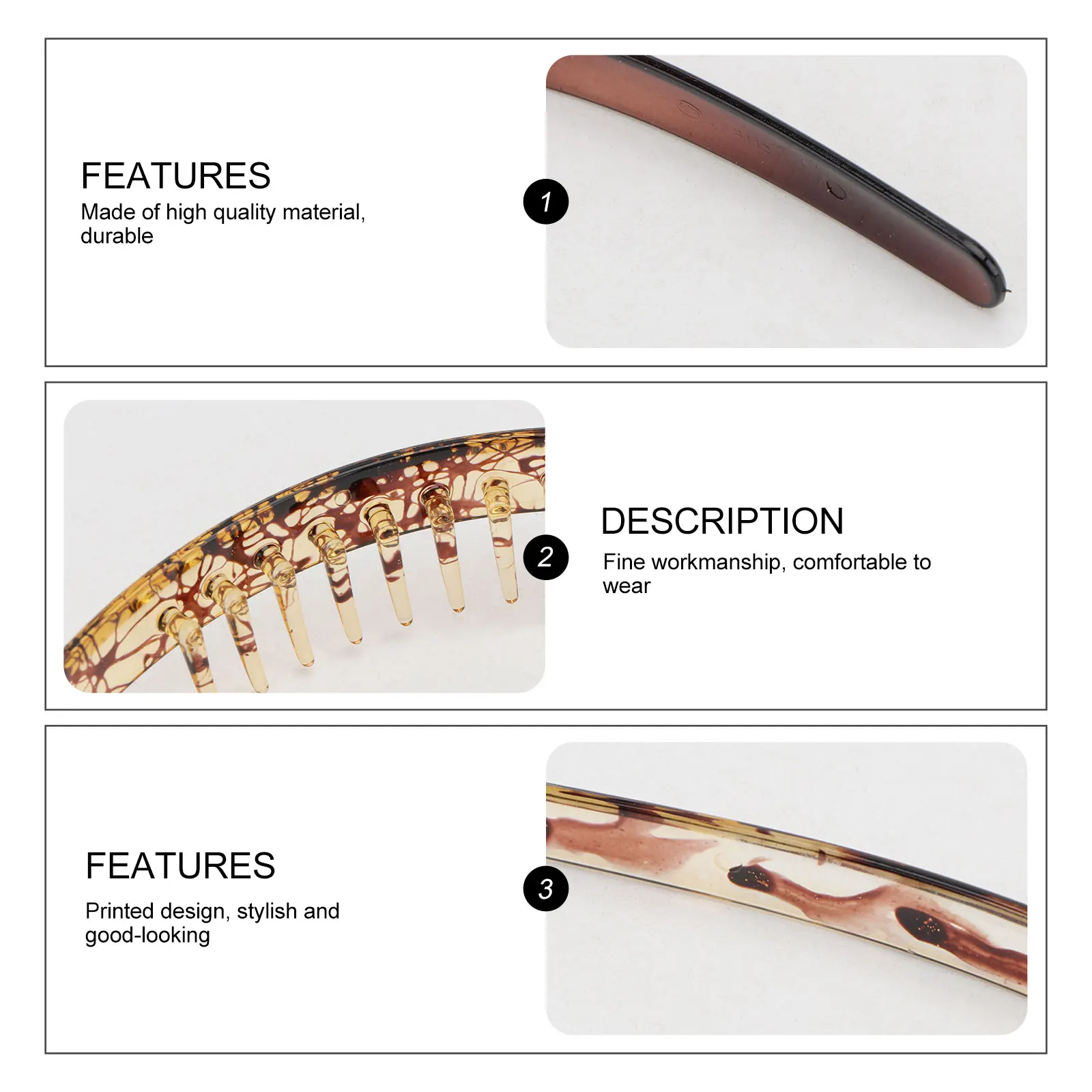 

3 Pcs Hair Bands Headband Non Slip Resin Hairhoop Ribbons Women Pins Supply Elegant Fashion Comfortable Reusable