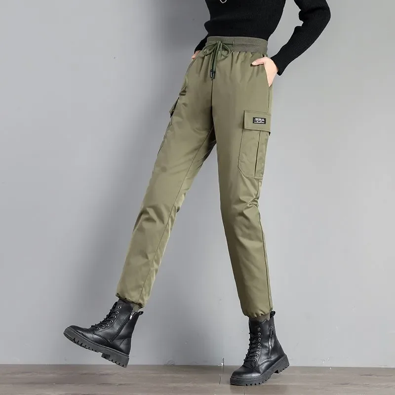 Winter Warm Down Cotton Harem Pants Women Casual Elastic High Waist Thicken Jogger Pantalones Korean Snow Wear Calcas Feminina