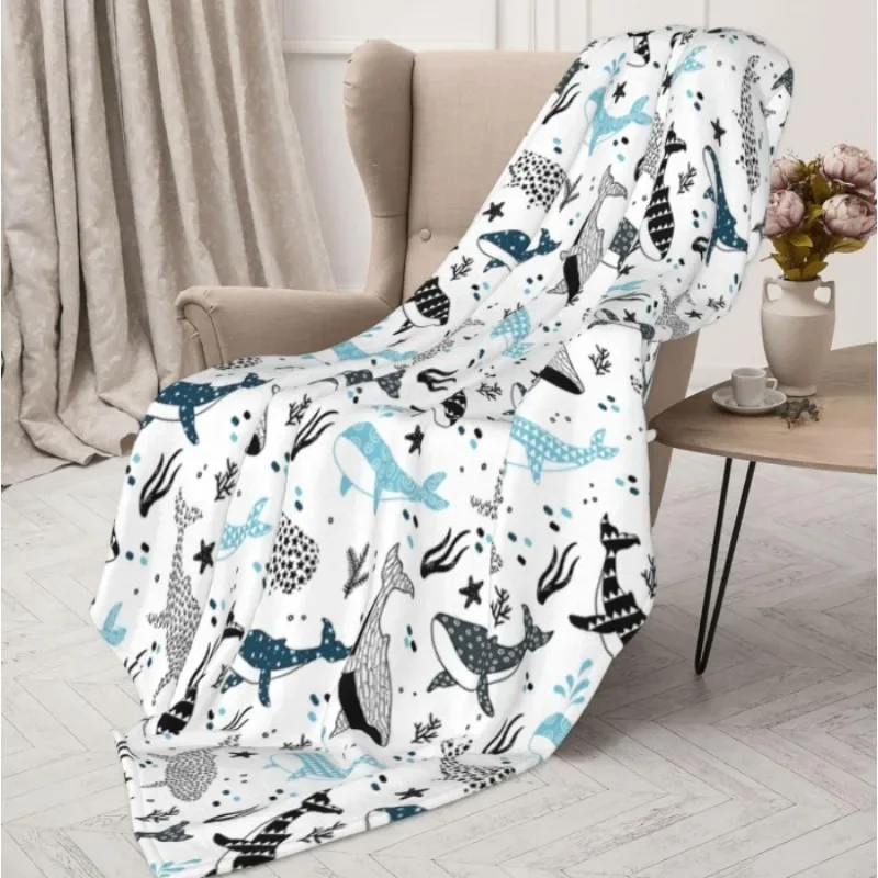 

Whale blanket shark warm flannel blanket comfortable soft air conditioning blanket gift suitable for women men girls boys