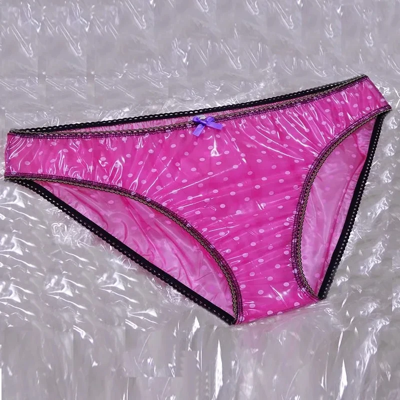 Pink Sheer White Porcha See Through Man Mid -Waist Brief Pants T- pants Waterproof Sexy Costumes Private Party